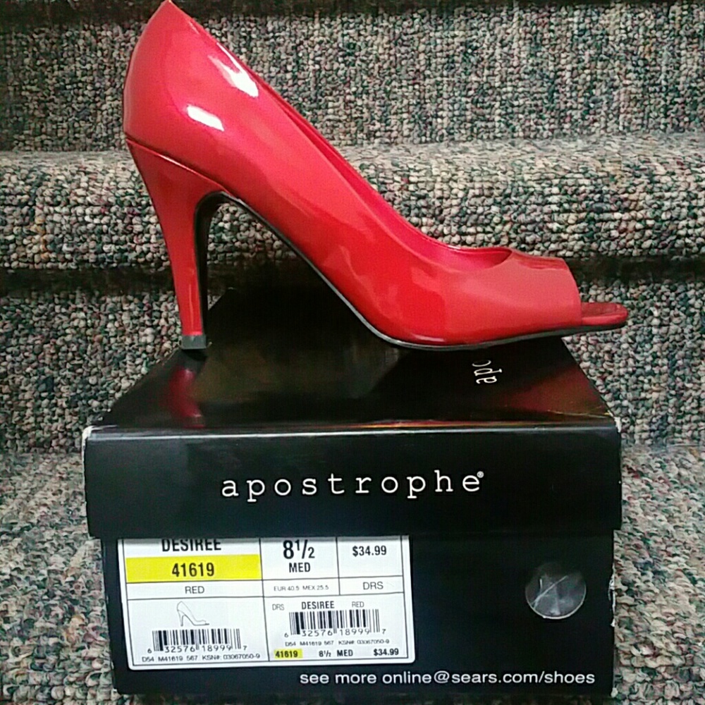 Red Patent Leather open toed pump NWOT
